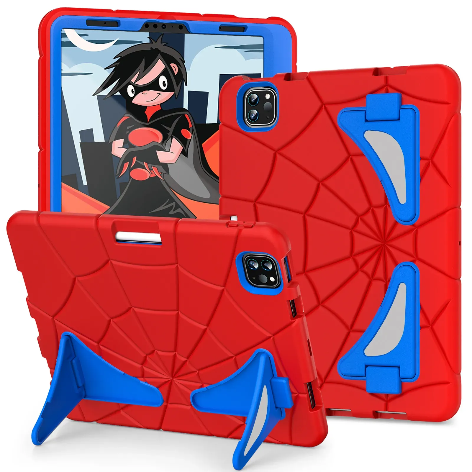 Barn Kickstand Tablet PC -fodral för iPad Pro 11 Air 5 4 10,9 tum Air5 Samsung Tab A8 Plast Silicone Hybrid Rugged Heavy Duty Spider Shell