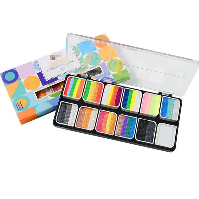 Pintura Corporal Arco-íris Pintura Corporal Arte Crianças Maquiagem Pintura Pigmento Kit Suprimentos Cor Brilhante Rosto Corpo Pintura Set UV Neon Face Pintura 230919