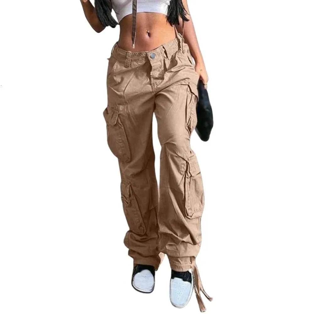 Pantalon femme Designer Top Qualité Jeans Femmes Taille Haute Baggy Cargo Jogger Poche Coupe Ample Droite Jambe Large Pantalon