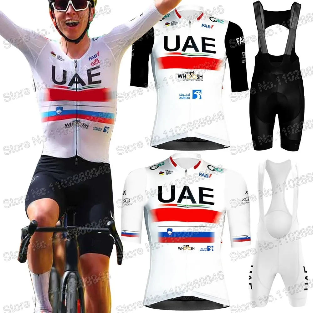 Cycling Jersey Sets UAE Team TDF Cycling Jersey Set Short Sleeve Slovenia Portugal Clothing Road Bike Shirts Suit Bicycle Bib Shorts MTB Ropa 230919