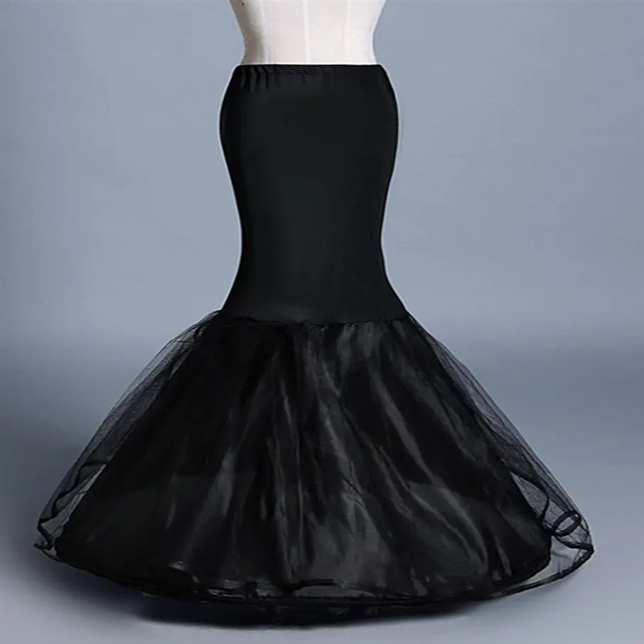 Jupon sirène noir pour femme, 1 cerceau, deux couches, sous-jupe en Tulle, accessoires de mariage, Crinoline, bon marché, cpa1197229I, nouvelle collection