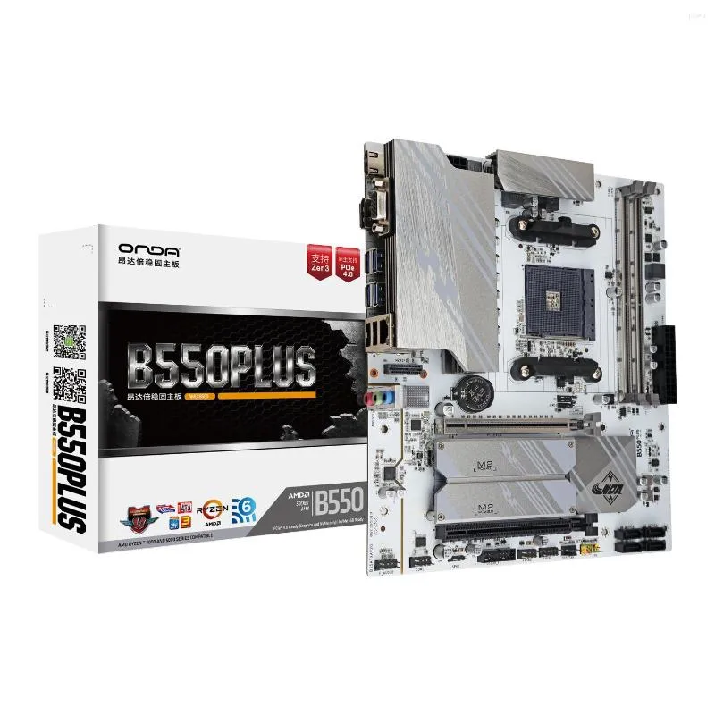 Motherboards ONDA B550 PLUS-W Motherboard AM4 For Ryzen 3/4/5 Gen Processors DDR4 64GB PCI-E 4.0 16X SATA3.0 M.2 2.5 Gb Network Chip