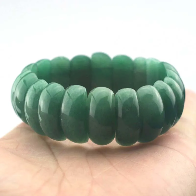 Naturlig grön Aventurine Jade Stone Pärlor Armband Naturliga ädelstenarmbandsmycken för kvinna för gåva