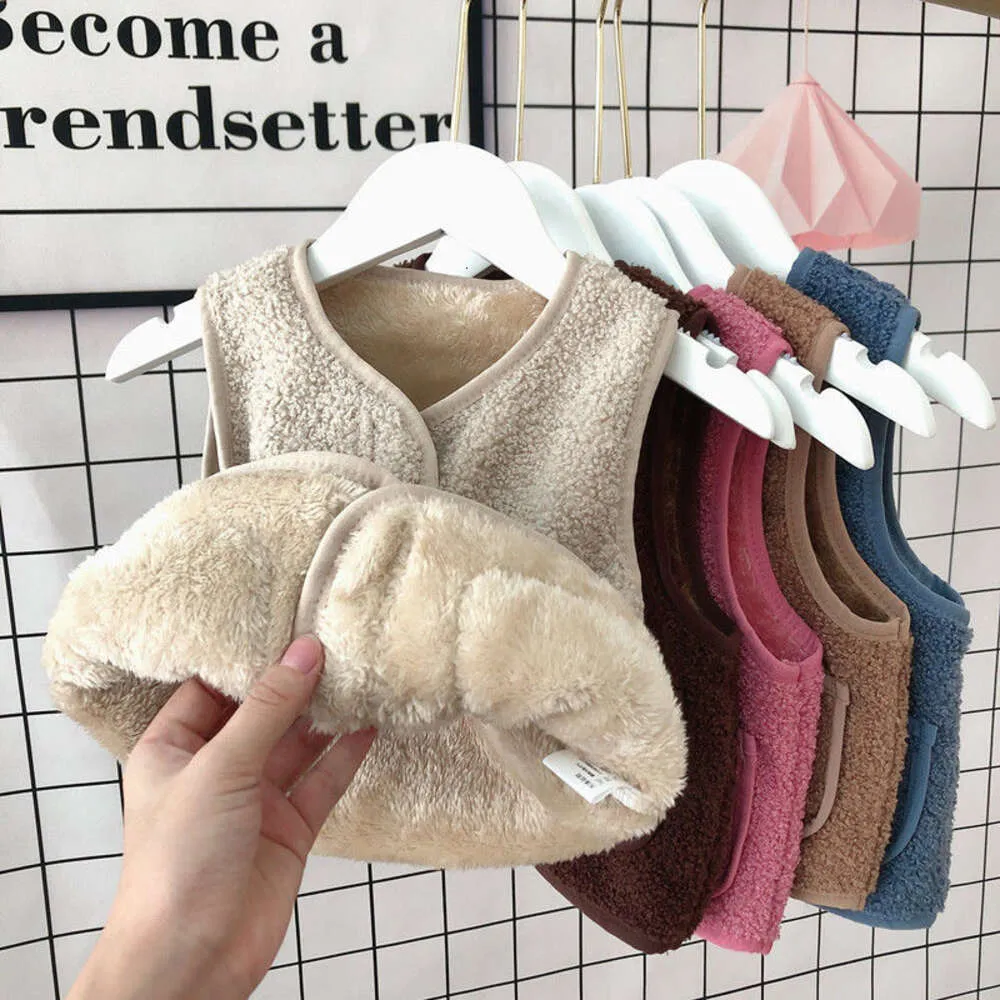 Outono e inverno colete de lã de cordeiro infantil para meninos e meninas com colete de pelúcia para aquecer e camisola de bebê