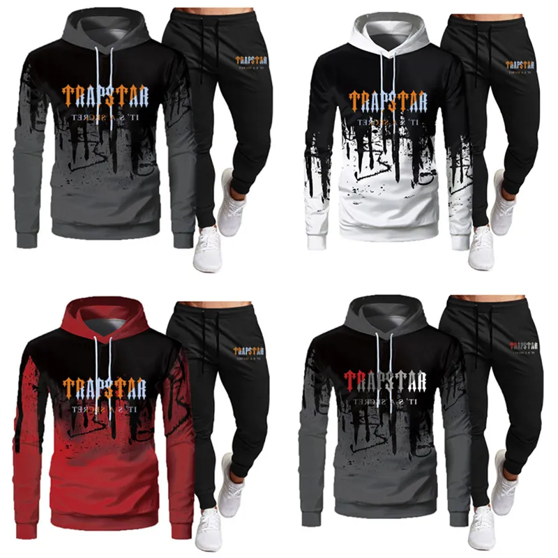 Trapstar Brand Sportswear Classic Imprimé Sweat à capuche pour hommes Sportswear Ensemble chaud pour hommes Lâche Trapstar Sweat à capuche Sportswear Jogging Vêtements de créateurs de haute qualité