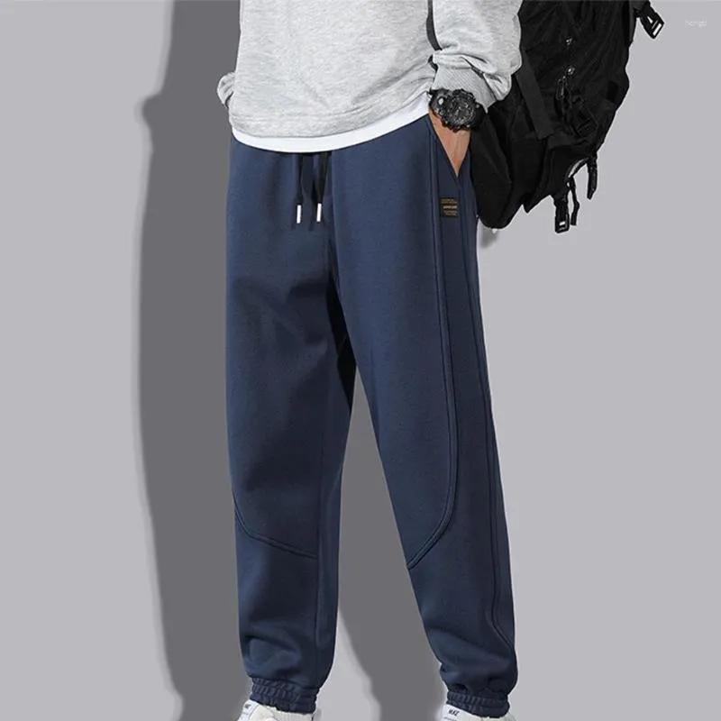 Herrbyxor mysiga och snygga herrens avslappnade fleece -byxor jogger för sportsalounge Navy Blue/Black/Dark Grey/Light Grey