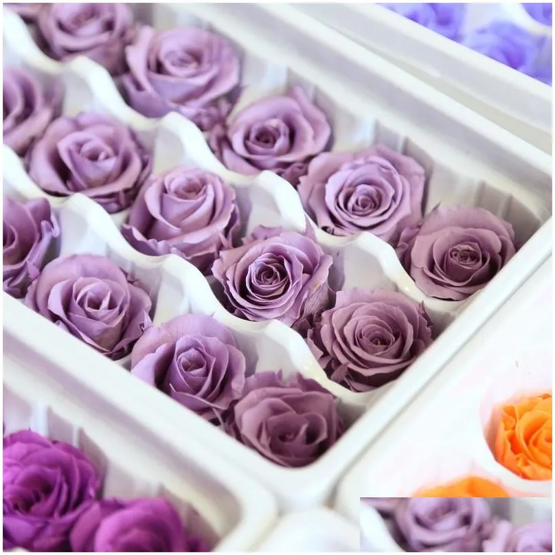 21pcs/box diy 2-3cm eternal roses natural preserved flowers immortal rose mothers day gift wedding decoration drop decorative 