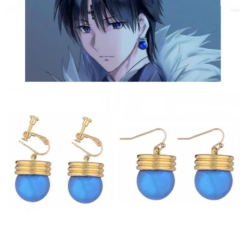 Brincos de parafuso prisioneiro anime japonês em tempo integral kuroro mesmo cos jóias acessórios criativos earclips presentes atacado