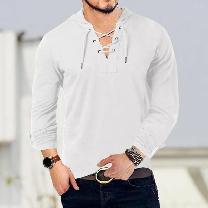 Mens long top sleeve hooded tee