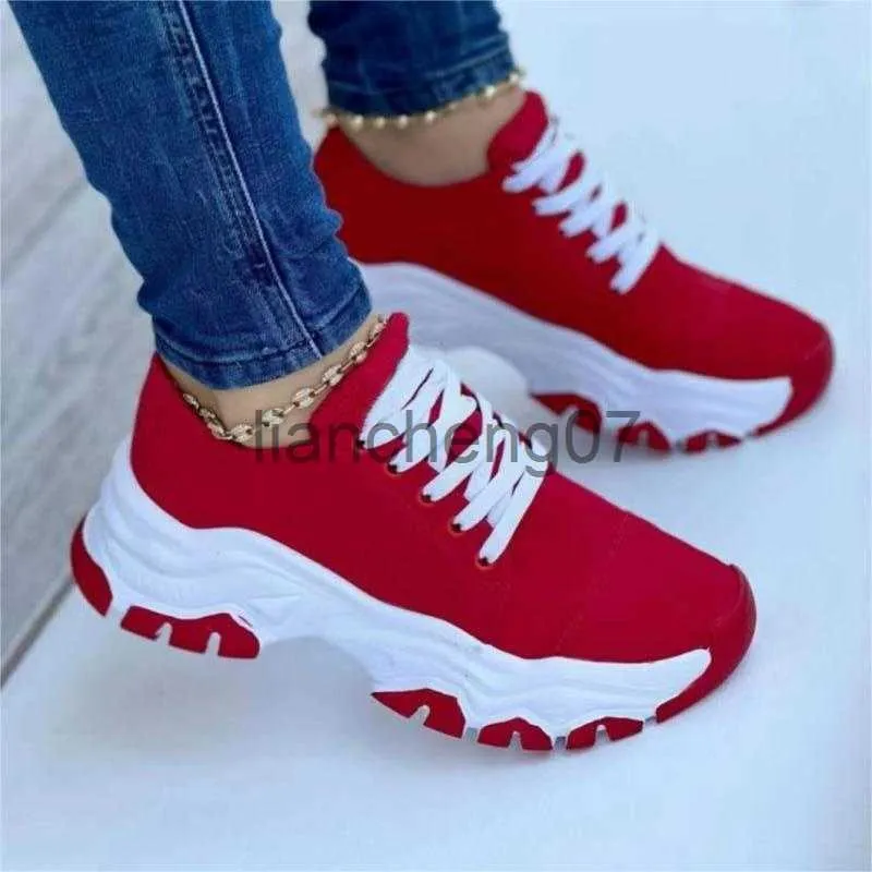 Dress Shoes 2023 New Women Sneakers Fashion Platform Lace Up Casual Sports Shoes Comfortable Running Ladies Vulcanized Shoes Female Footwear x0920