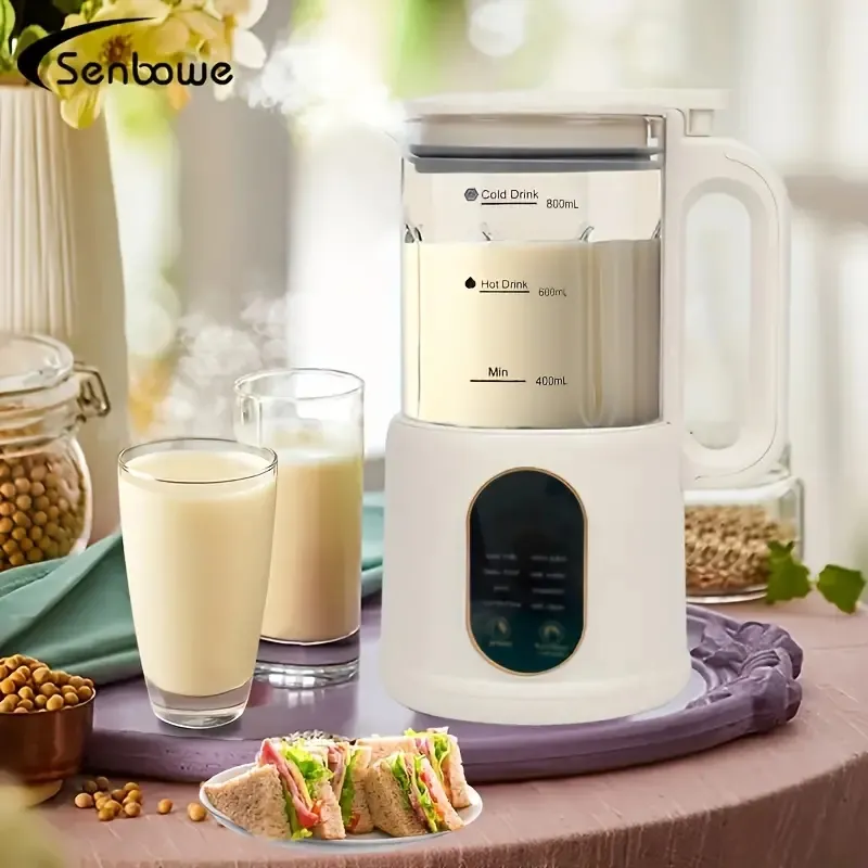 Mini machine à lait de soja 800 ml, 9 fonctions, avec affichage numérique, fonction de réservation et nettoyage automatique – Parfait pour un usage domestique – Conception et progrès des fenêtres