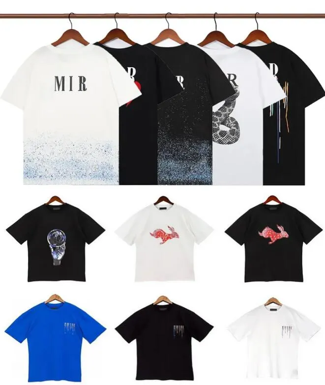 디자이너 Amaris Men Tshirt Limited Edition 커플 Tees Street Wear 패션 브랜드 셔츠 Splash-ink 편지 인쇄 Amirs 짧은 소매 캐주얼 느슨한 남자 Tee Crewneck AQ1