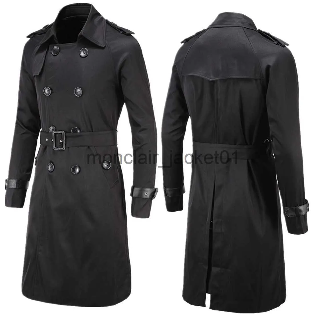 Men's Trench Coats Mens Spring Autumn Windbreak Overcoat Long Trench Coats with Belt Male Pea Coat Double Breasted Peacoat J0920