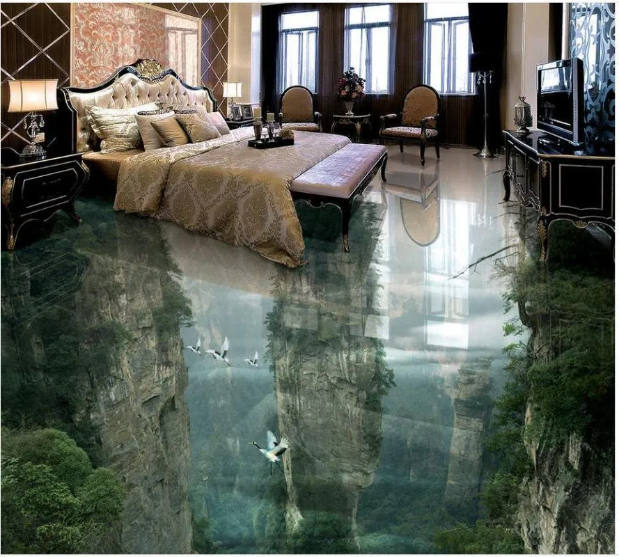 Wallpapers Mountain Waterproof Floor Mural Painting Custom Po Self-adhesive 3D Home Decoration Tiles