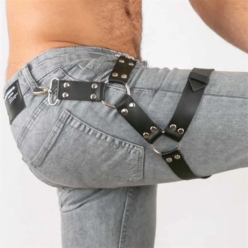 Nxy Bdsm Hombres Sexy Pierna Liga Espada Cinturón Nalgas Lencería de Cuero Gay Fetiche Erótico Punk Rave Cosplay Tops Bottoms