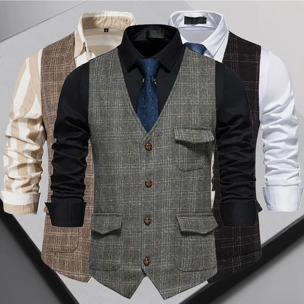 Chalecos para hombre chaleco de traje vintage estilo británico top de talla grande 230919