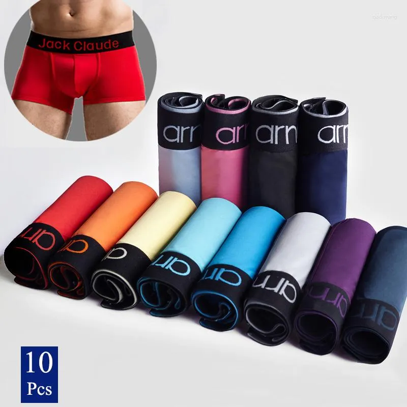 Underpants 10 Pcs/lot Boxer Mens Underwear Men Milk Fiber Male Pure Panties Shorts Sexy Solid Cuecas