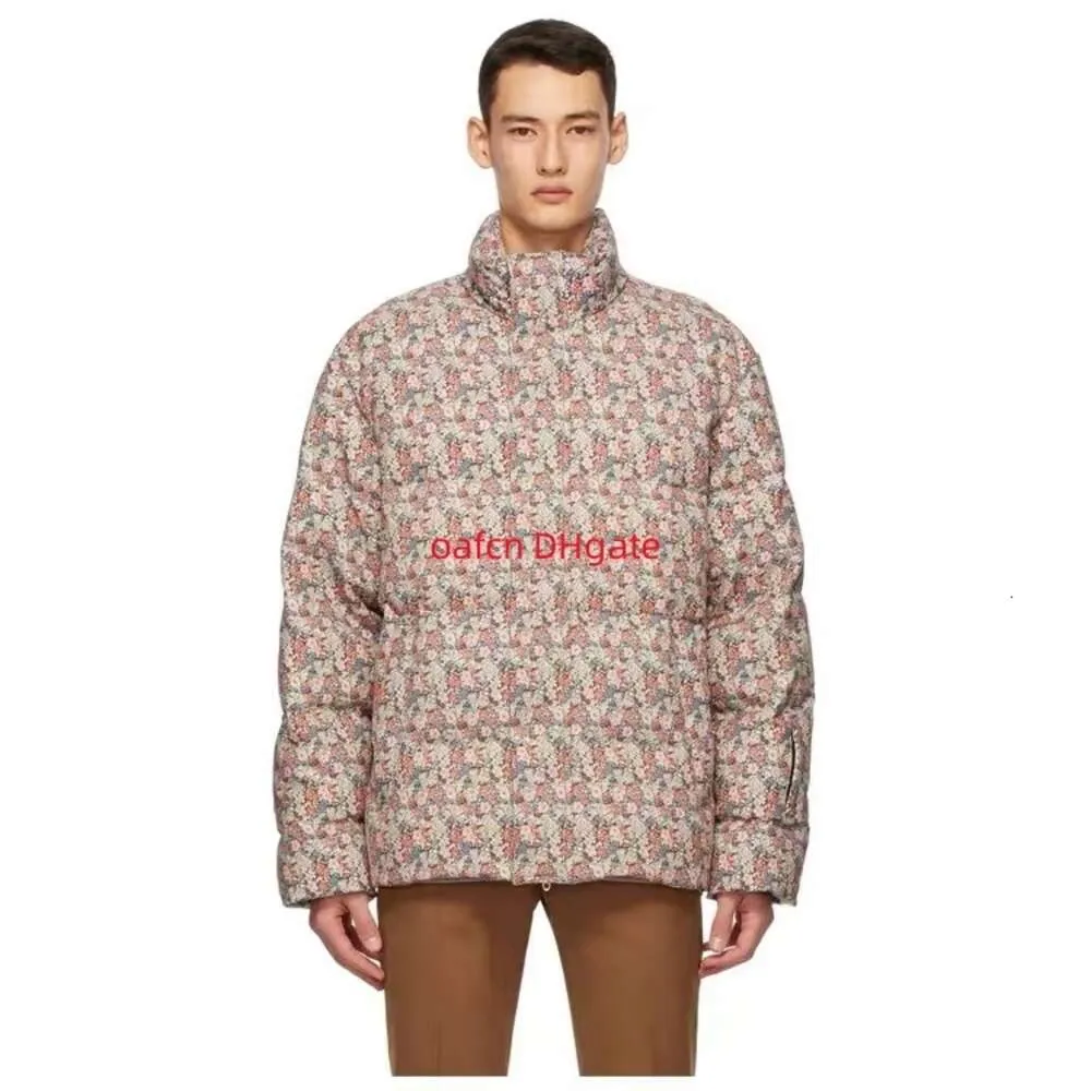 Veste d'hiver en duvet d'oie blanche pour homme, Parka de styliste, rose Liberty, fleur fragmentée, impression de lettres, manteau en duvet d'oie blanche, coupe-vent chaud