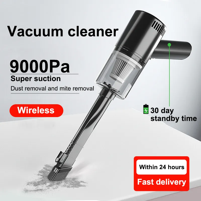 1pc Green Usb Rechargeable Handheld Car Vacuum - Powerful Suction
