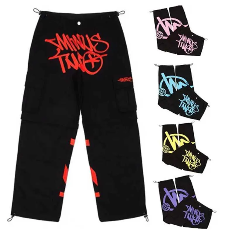 Kpop Y2k Jeans Men Minus Two Y2k Oversize Wide Casual Cargo Black Denim