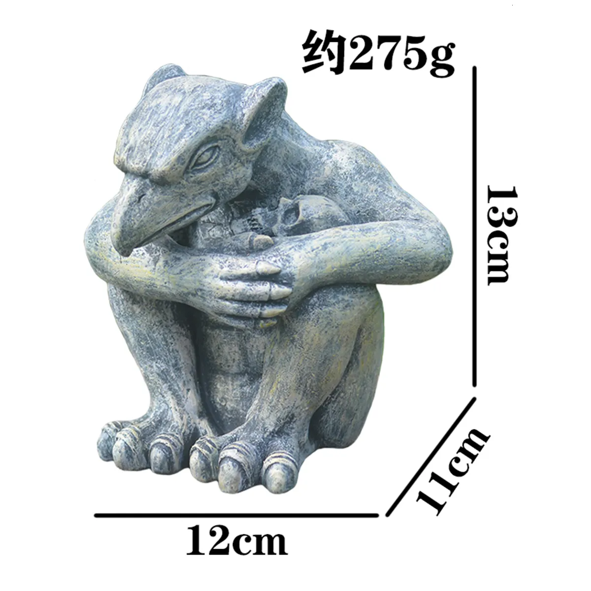 Statua Gargoyle Gotico In Resina - Blu, 18,8x18,5x10 Cm, Decorazione Interni/Esterni