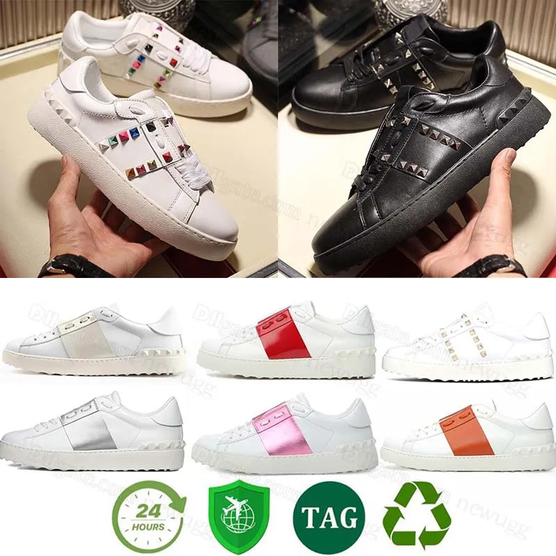 Scarpe casual di design di lusso Rivetto dorato in pelle Garavani Rockstud Untitled Open Low Nero Bianco Rosso Blu Greener Strawberry Pineapple Uomo Donna Scarpe da ginnastica da corsa