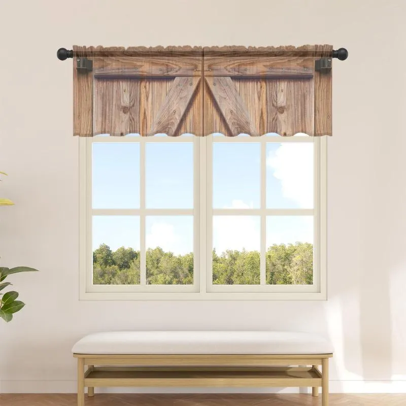 Curtain Wooden Door Short Tulle Kitchen Small Sheer Living Room Home Decor Voile Drapes