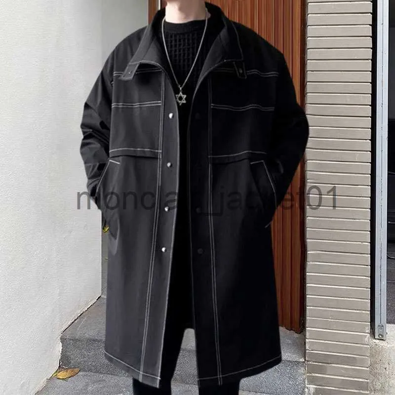 Trenchcoats voor heren Britse herenjas Lange slanke scheidingslijn Decoratie Herenjas Lange jas Heren herfst streetwear trenchcoat Abrigo Largo Hombre J230920