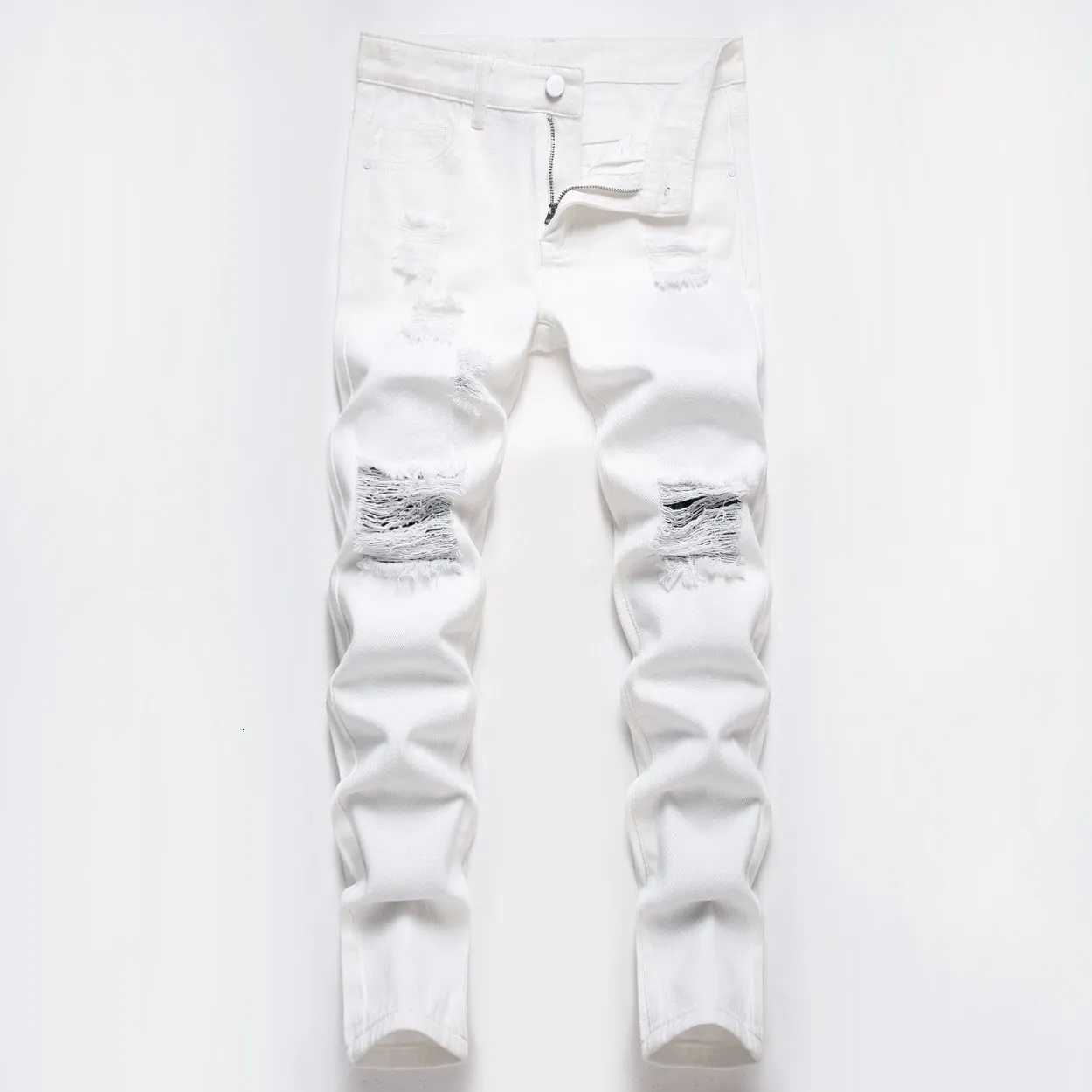 Boys' White Ripped Jeans Stylish Straight Leg, Mid-Rise, Washed Cotton  Denim Pants for Kids, European American Inspired, Buy Now!