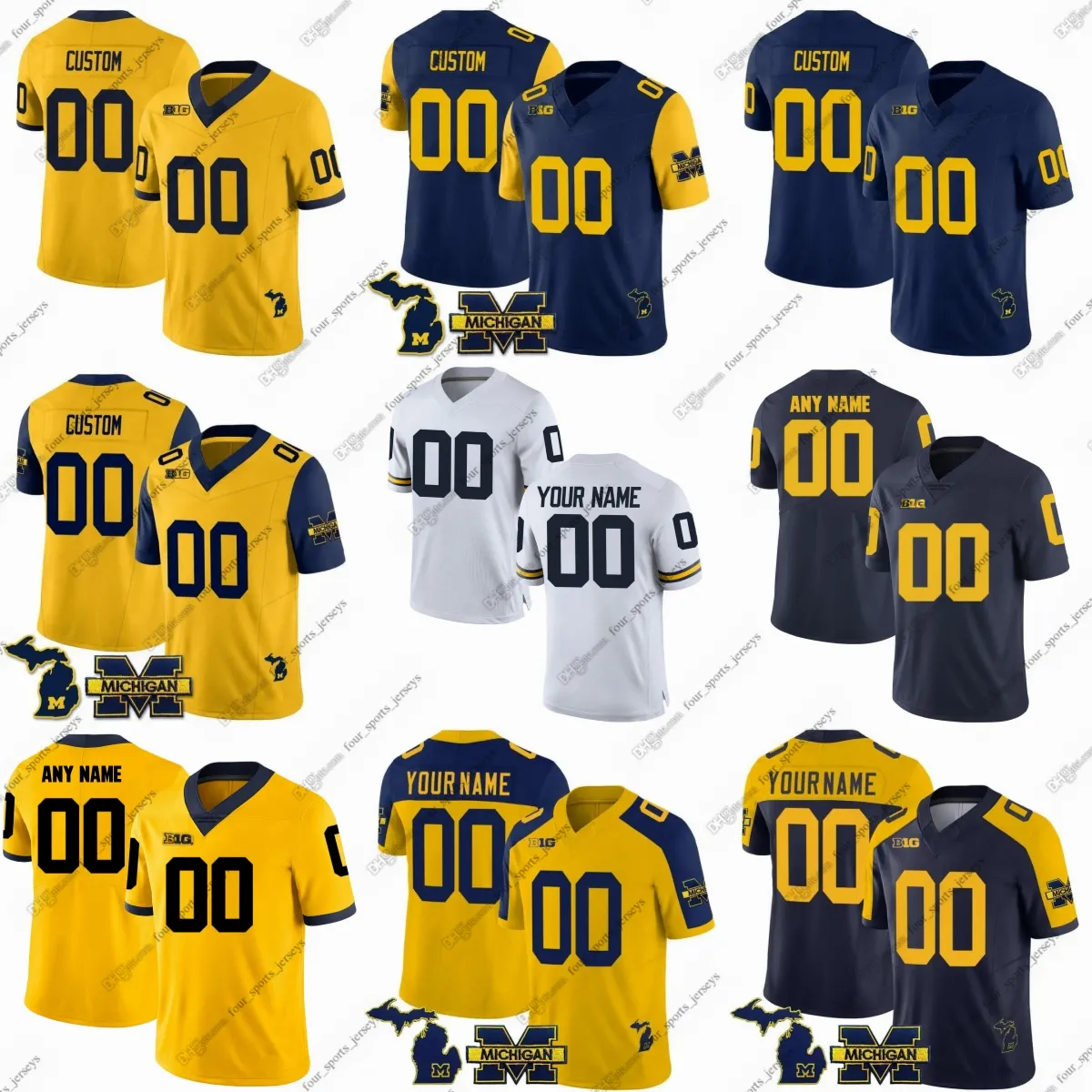 Custom NCAA College Michigan Wolverines Football Jimmy Rolder Zeke Berry Gerge Green Will Johnson Jaden McBurrows Rod Moore Amorion Walker Four Sports Jerseys