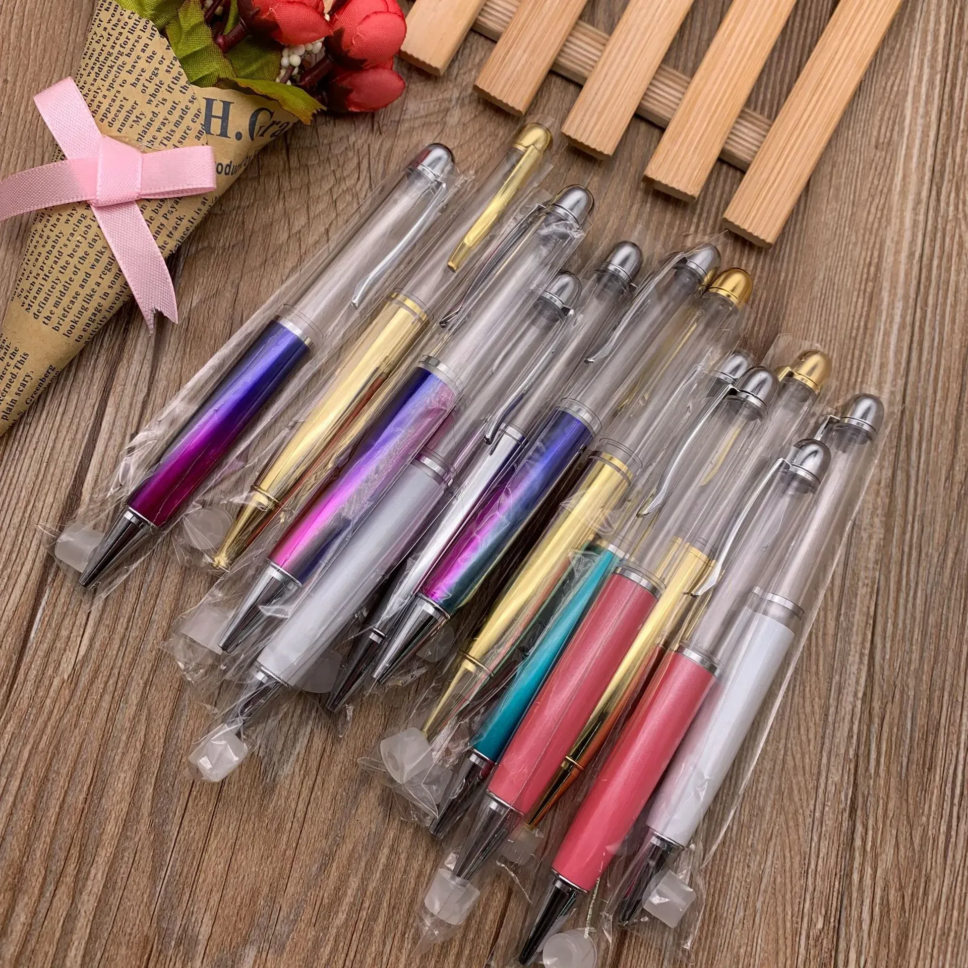 Fillable big thicker empty tube glitter floated churry pen paillette quicksand herbarium oil 3D DIY Building your favorite Liquid sand pens