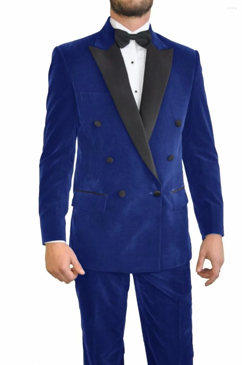 Herenpakken Piek Revers Royal Bule Mannen Double Breasted Collectie 2023Terno Masculino Custome Homme Blazer (Jas Broek Bowtie)