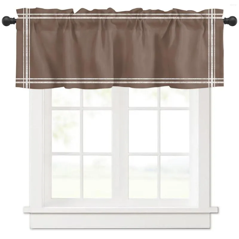 Curtain Solid Color Brown Short Curtains Kitchen Cafe Wine Cabinet Door Window Small Wardrobe Home Decor Drapes