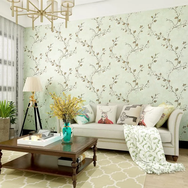 Tapety Wellyu Papel de Parede Wallpaper High-end American Village Plum Sypialnia Restauracja bez tkanki