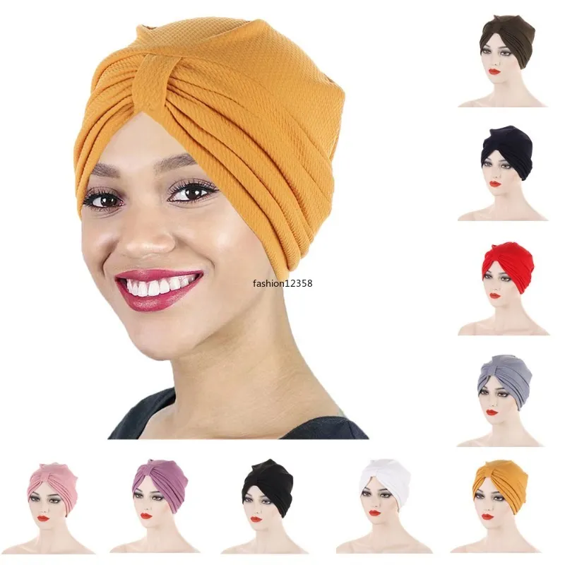 Novo muçulmano hijab chapéu plissado turbante indiano feminino lenço islam perda de cabelo lenço de cabeça envoltório gorro quimio boné