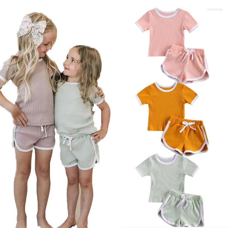 Ensembles De Vêtements 0 3 Ans Enfant En Bas Âge Bébé Fille 2 Pièces  Ensemble Court Sans Manches Col Rond Haut Rigide Shorts Vêtements Dété Du  11,26 €