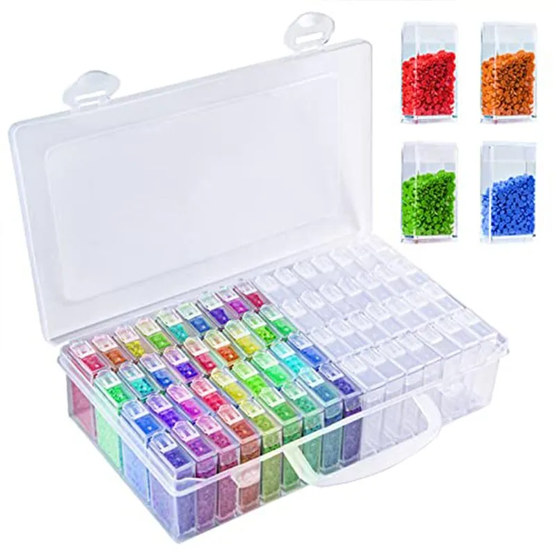 64 84 Grids Diamond Painting Opbergdoos Draagbare Seed Bead Organizer Case DIY Nail Art Plastic Container