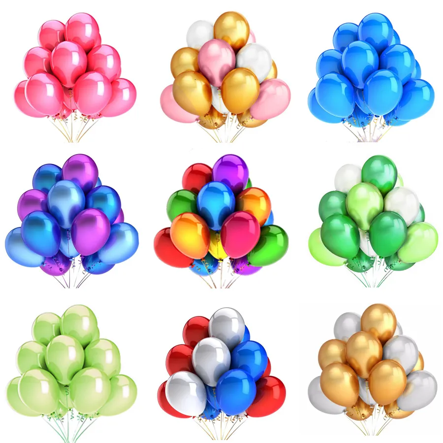 Décoration de fête 10/20 / 30pcs nouveau bébé brillant rose métal perle latex ballon saint valentin mariage anniversaire douche enfants jouet air balles 230920