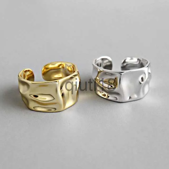 Bandringar bröllopsringar Real 925 Sterling Silver Finger Rings for Women 2 Layed Gold Colors Trendiga fina smycken Stor justerbar antik Anillos 230712 x0920