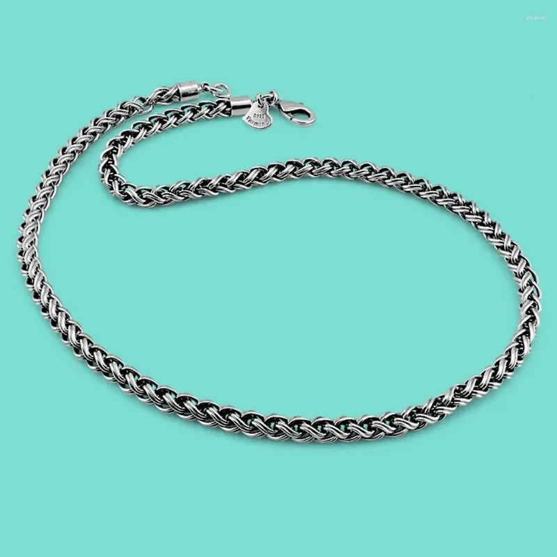 Chains Retro 925 Sterling Silver Necklace Men3.5MM Street Hip Hop Dominant Personalized Dragon Bone Chain 51-56-61CM Party