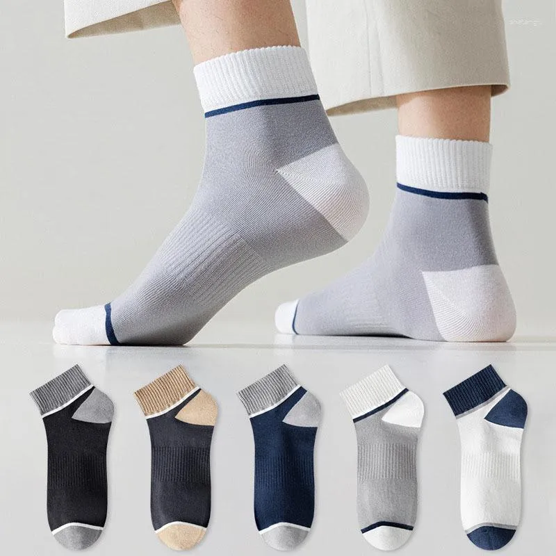 Meias masculinas 5 pares verão carta respirável absorção de suor invisível confortável e tornozelo esportes meias atacado