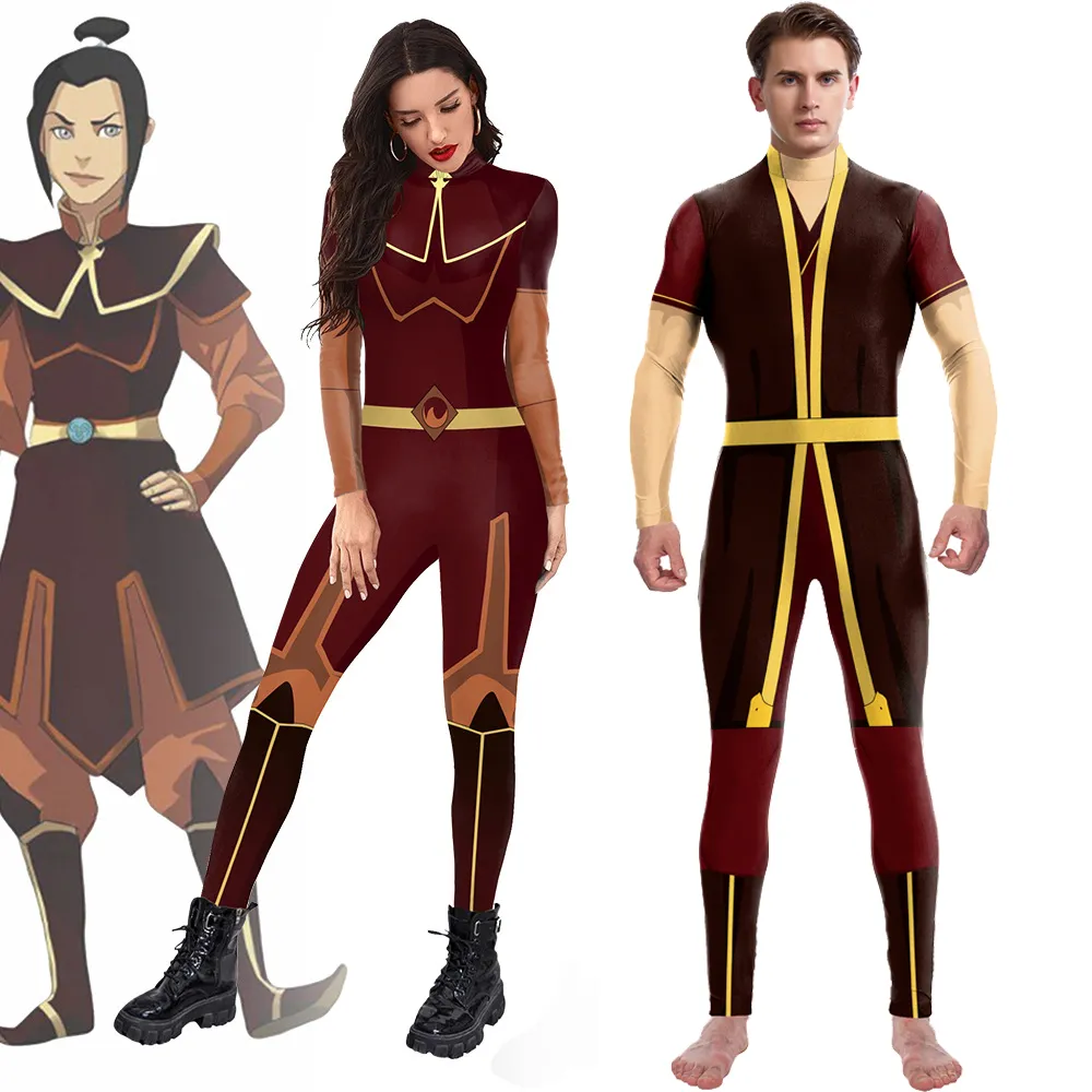 Catsuit Costumes Anime Avatar: The Last Airbender Azula Cosplay Jumpsuit Zentai Bodysuit Halloween Party Cosplay Catsuit Fancy Dress Costume
