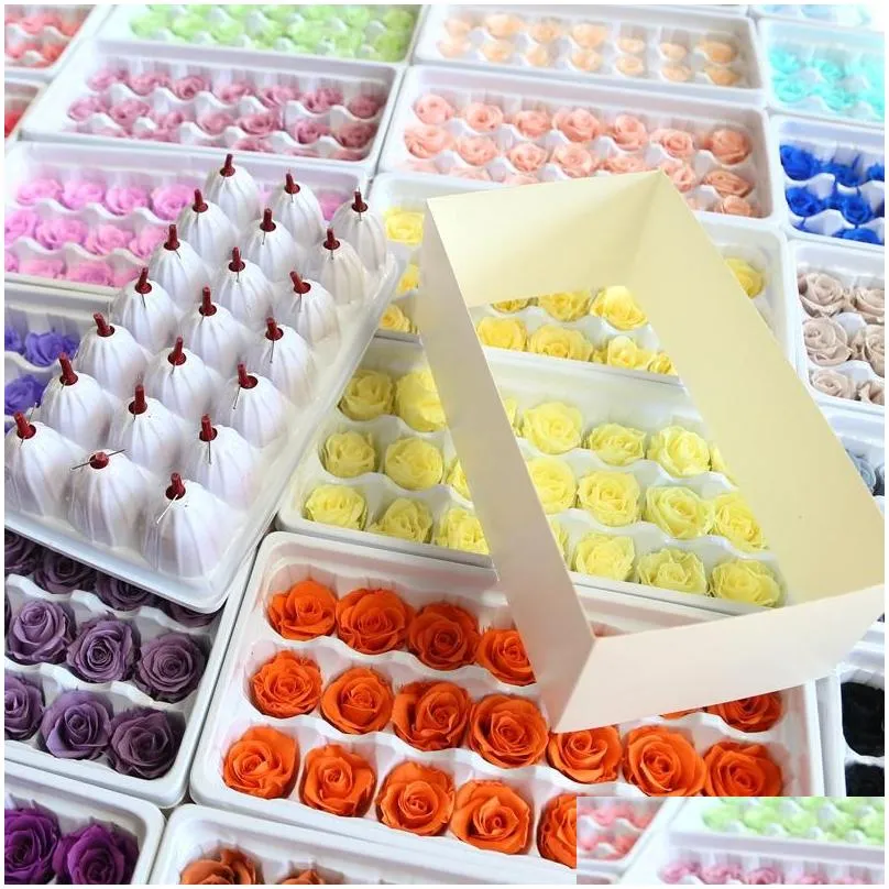 21pcs/box diy 2-3cm eternal roses natural preserved flowers immortal rose mothers day gift wedding decoration drop decorative 