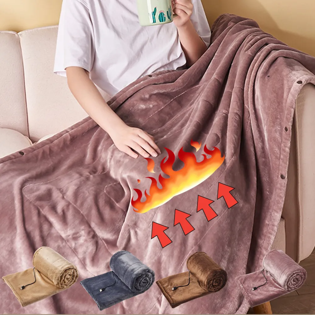 Couverture USB Couverture chauffante Châle chaud Flanelle électrique Lavable Portable Coussin chauffant Tapis chauffant 140x80cm 230920