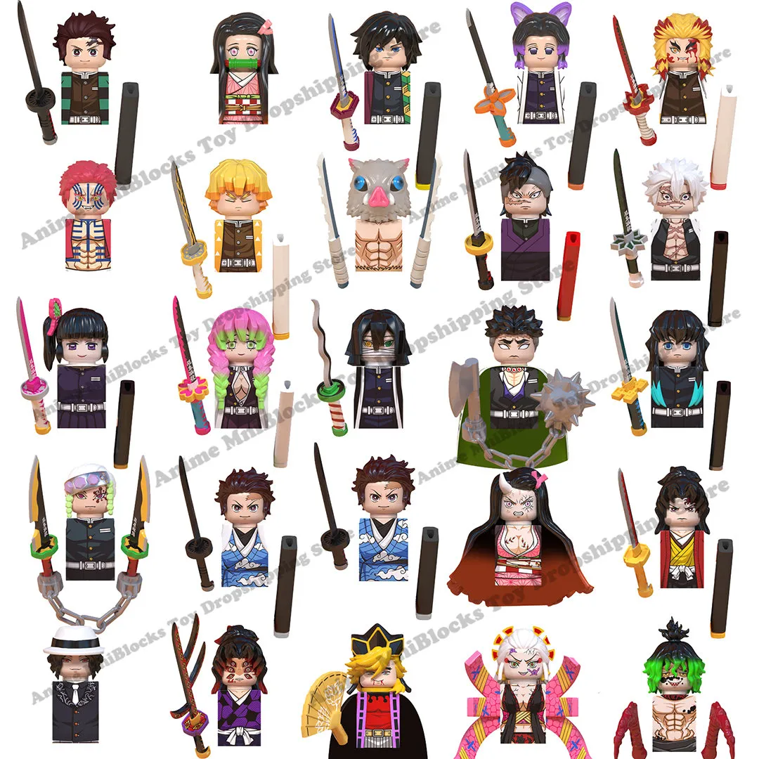 WM Blocks 6116 6137 6138 Demon Slayer Tanjiro Nezuko inosuke Zenitsu Giyuu Rengoku Uzui Tengen Bricks Build