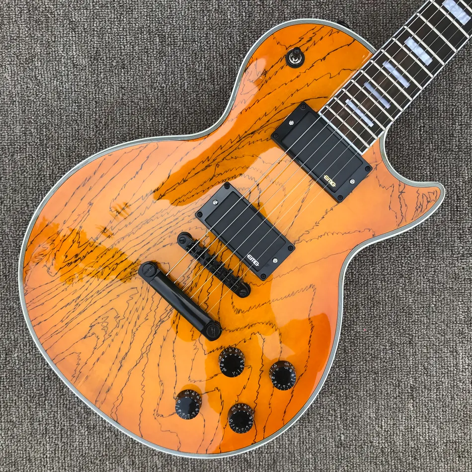 dezelfde van de foto's Custom shop, Made in China, LP Custom Hoge Kwaliteit Elektrische Gitaar, zwarte pickup, Hardware, Palissander Toets, Gratis Verzending