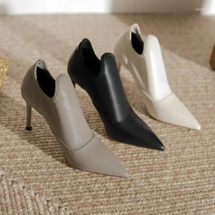 Dress Shoes Women's Fashion Single Autumn Boots Temperament Pointed Professional Women Stiletto Heels High