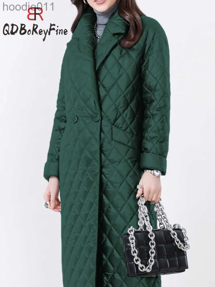 Parkas pour femmes Femmes manteau matelassé Plaid chaud vestes d'hiver pour les femmes 2023 nouveau dans les vêtements d'extérieur bureau dame mince rembourré coton longue Parkas femme L230920