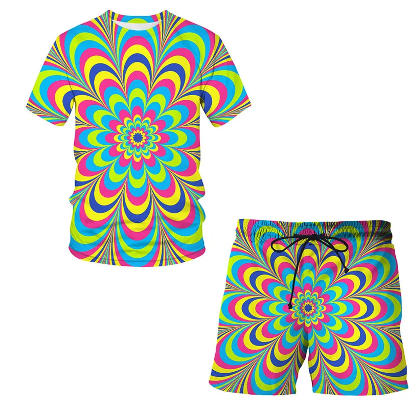 Nya modekvinnor / Mens Vortex Funny 3D Print T-shirt / jogger shorts Casusal Tracksuit Sets S-7XL 007