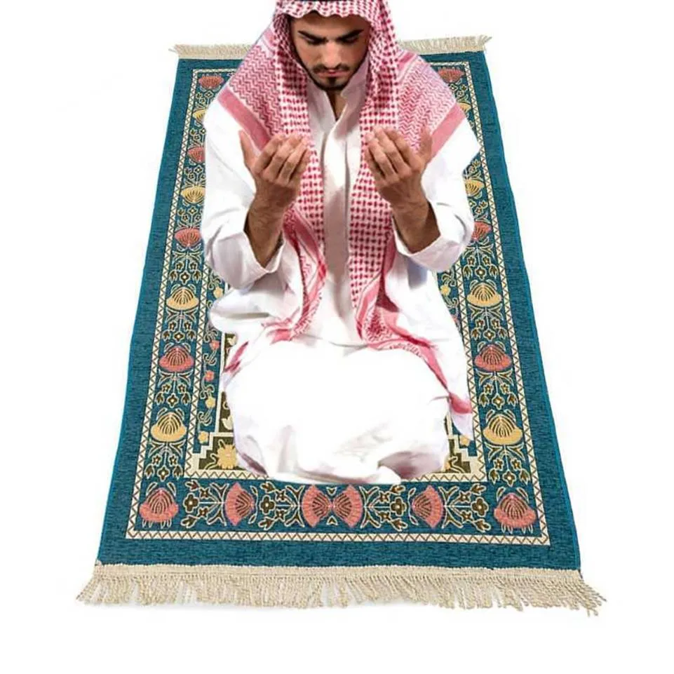 イスラム教徒の祈りの敷物太いイスラムのシェニール祈りマット花織りタッセル毛布の敷物とカーペット70x110cm27 56x43 31in 210928267m